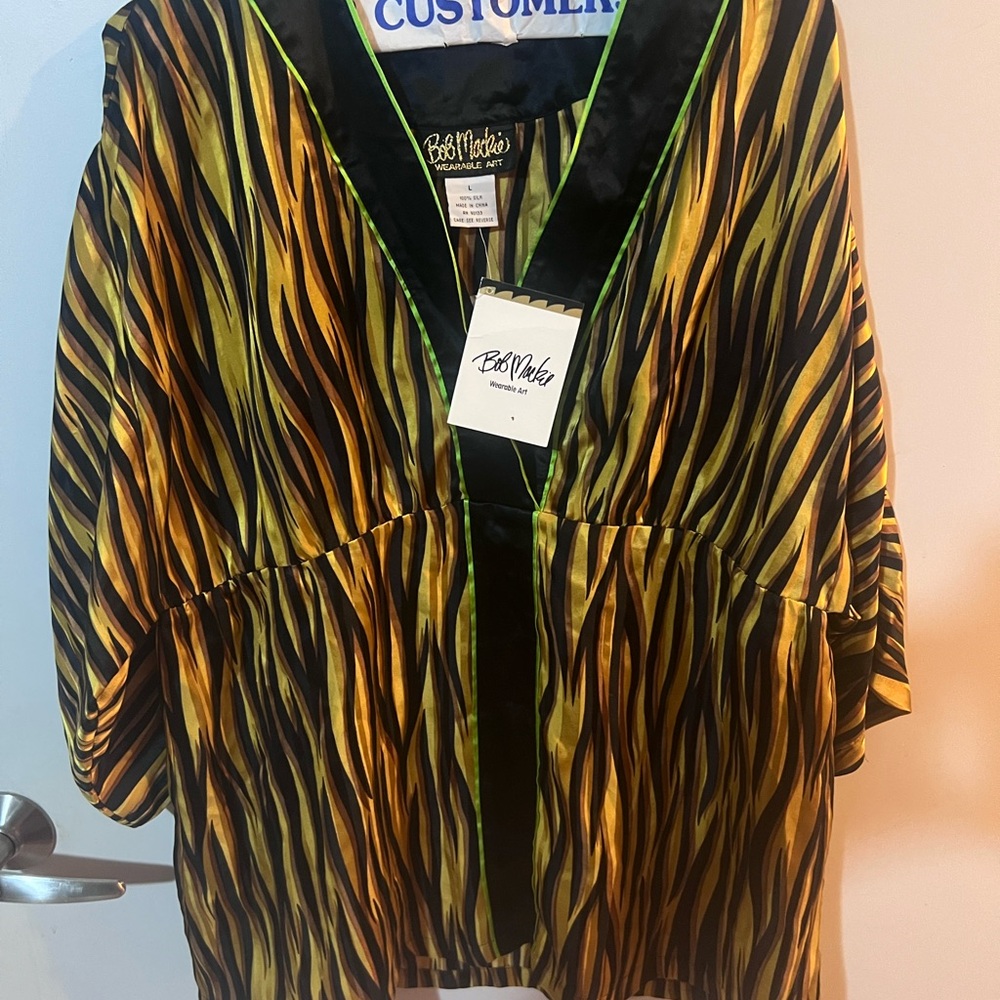 Bob Mackie Black and Gold Striped Top